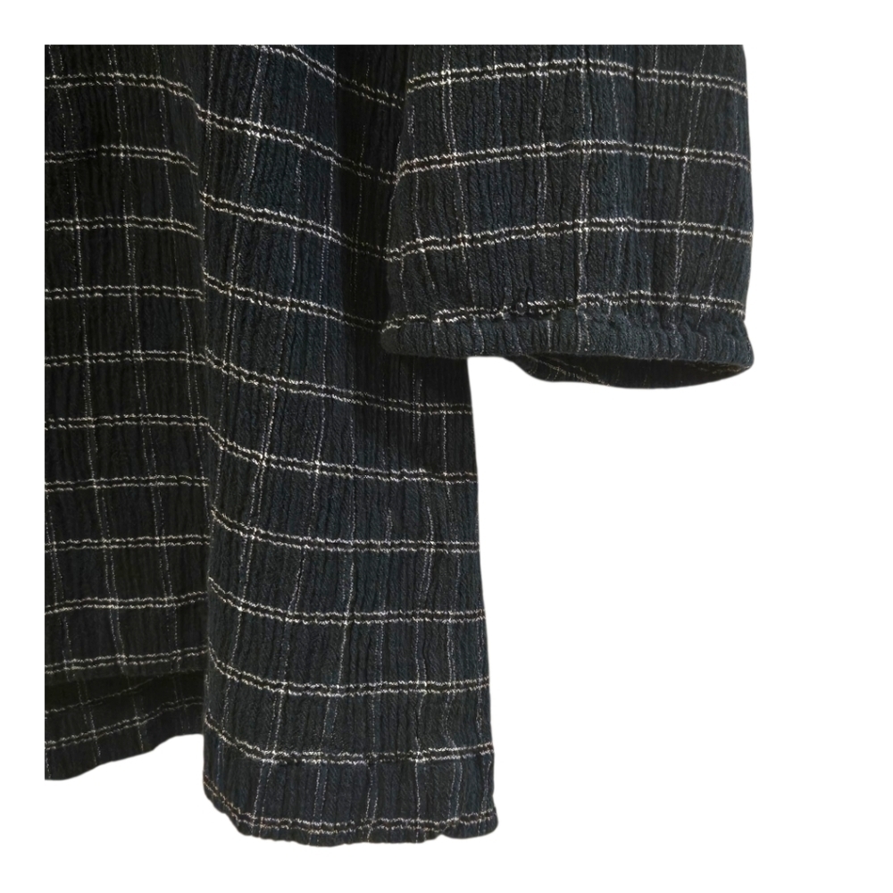 J. Jill Dark Green Windowpane Plaid Split Neck Button Blouse Size XL - Picture 4 of 8